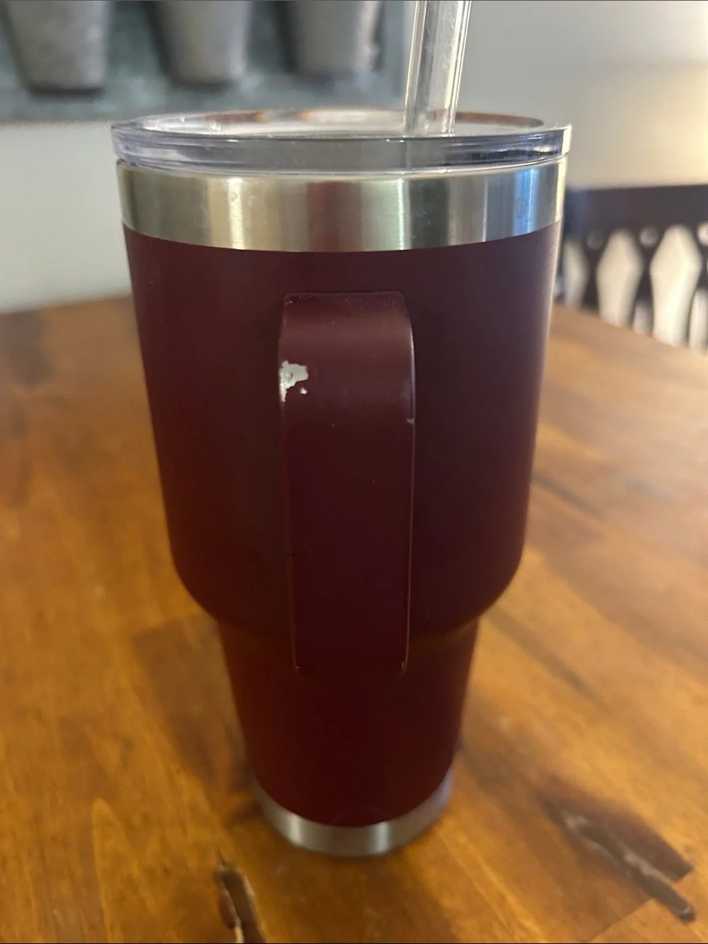 Yeti Rambler Straw Stainless Steel Travel Mug with Handle -35 oz  Wild Vine Red